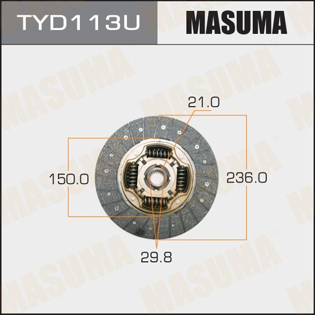 Диск сцепления Masuma для Toyota HiAce H100 1989-1995. Артикул TYD113U