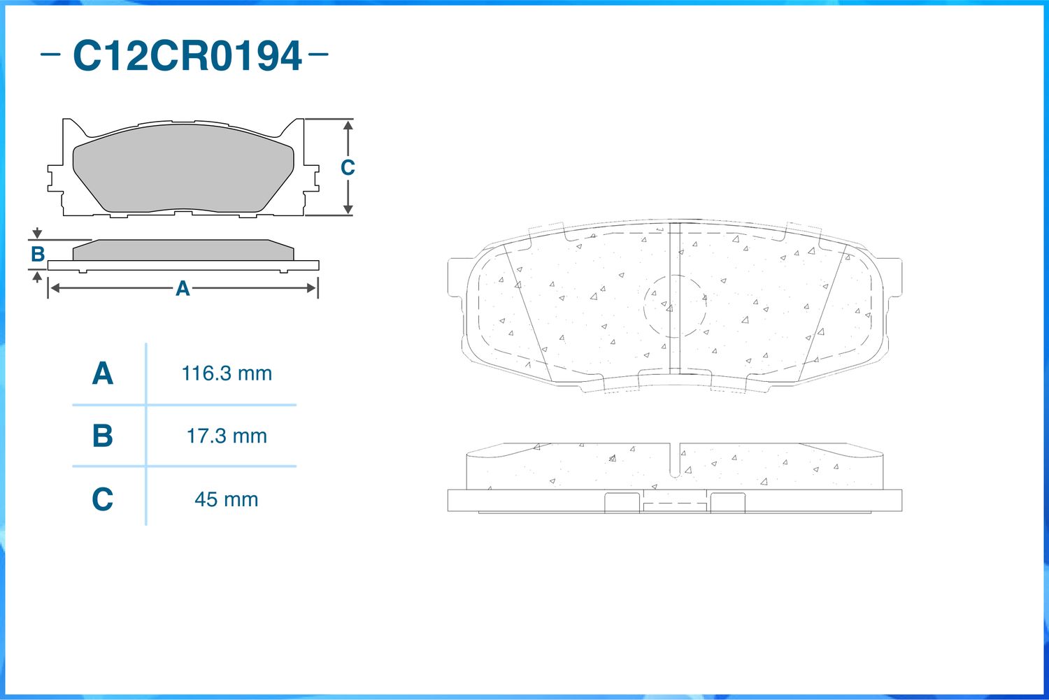 Колодки тормозные задние (Cworks). Артикул C12CR0194