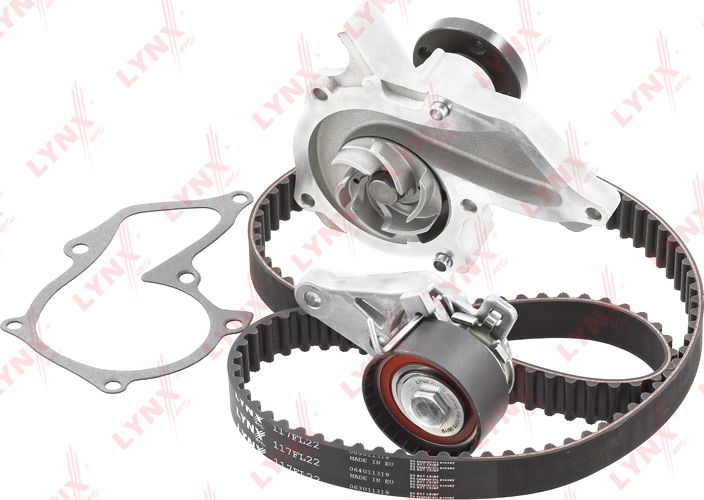 Помпа (водяной насос) с комплектом ремня ГРМ LYNXauto. Артикул PW-1055