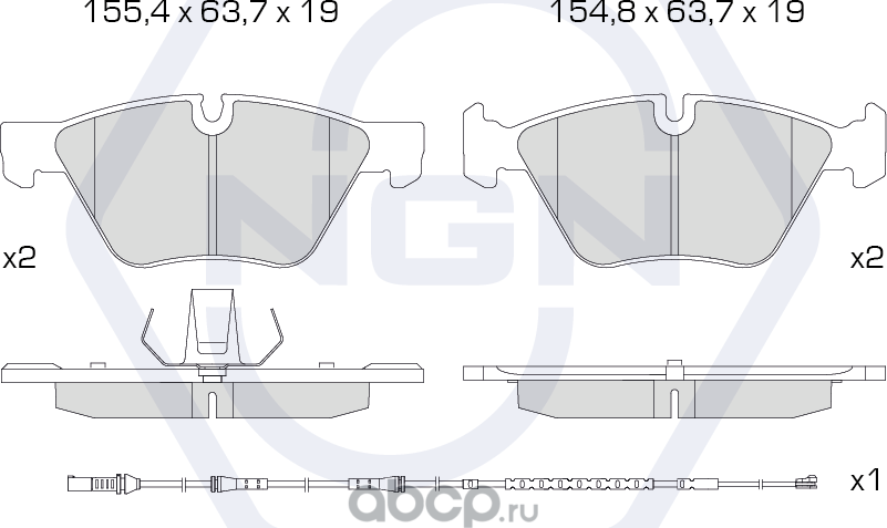 Колодки тормозные керамические, передние (NGN). Артикул 3502099