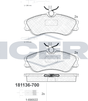 Тормозные колодки Icer. Артикул 181136-700