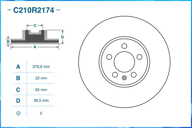 Диск тормозной передний (Cworks). Артикул C210R2174
