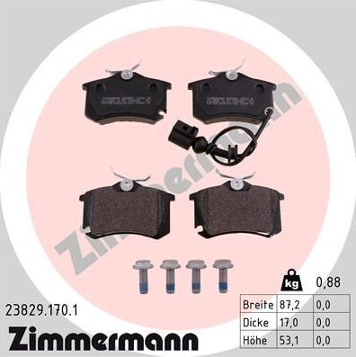 Тормозные колодки Zimmermann. Артикул 23829.170.1