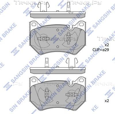 Тормозные колодки Sangsin Hi-Q передние для Audi Q5 I (8R) 2012-2017. Артикул SP4518