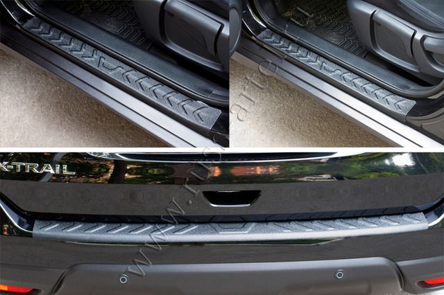 Защитный комплект №1 Русская Артель (накладки на пороги дверей и задний бампер) для Nissan X-Trail T32 2015-2018. Артикул ZKN-189202