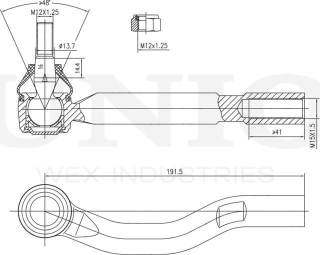 Наконечник рулевой тяги (Unio). Артикул SSP-10004