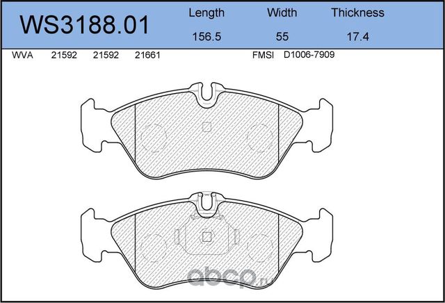Колодки тормозные дисковые | перед | (Jeenice). Артикул WS318801