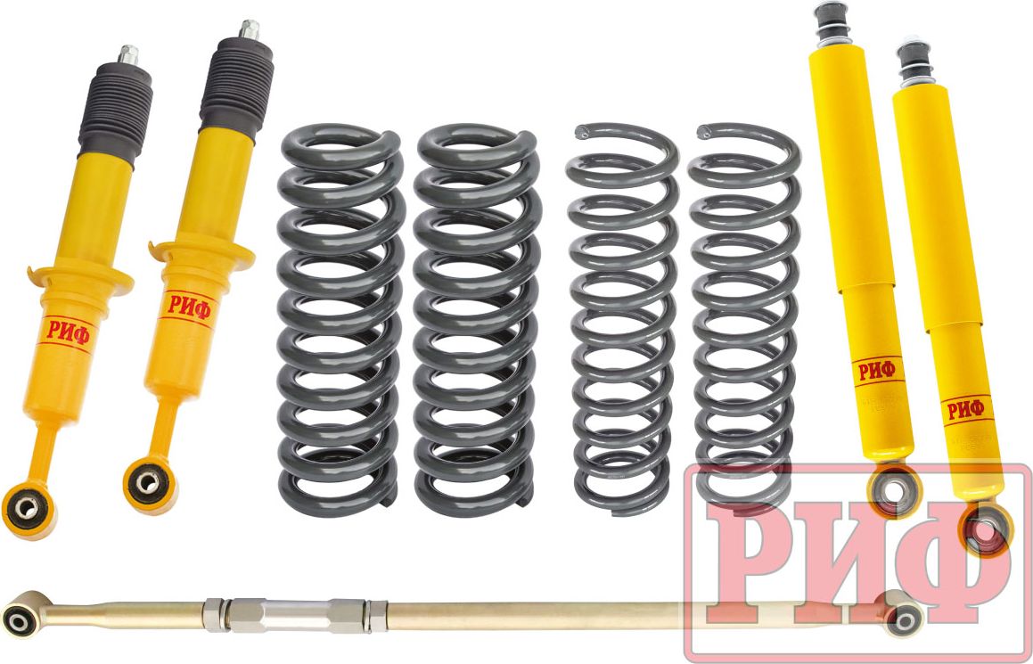 Лифт-комплект РИФ для Toyota Fortuner 2015-2026, средний (дизель), жесткий (бензин), лифт 40 мм. Артикул RIF-FRT-B