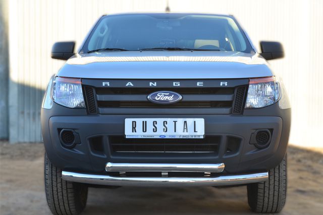 Защита переднего бампера RusStal d76 (дуга) d63 (дуга) для Ford Ranger III 2012-2015 двойная дуга d76/63. Артикул FRZ-001296