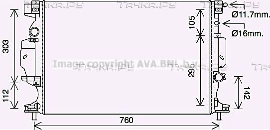 Радиатор охлаждения двигателя AVA. Артикул FD2642