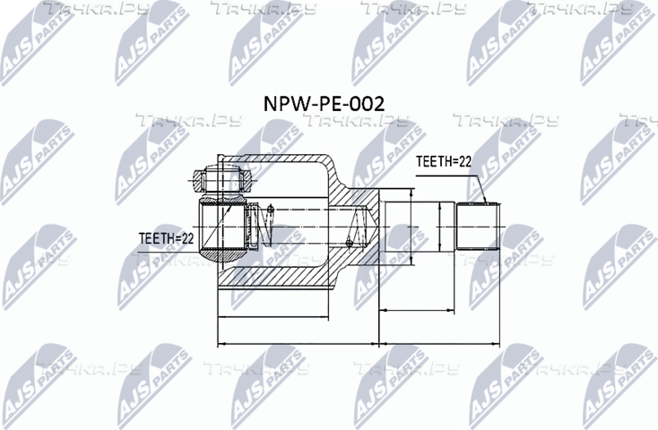 Шрус внутренний (граната) NTY. Артикул NPW-PE-002