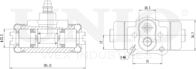 Цилиндр тормозной рабочий (Unio). Артикул BRC-20518