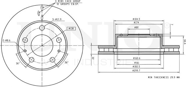 Диск тормозной (Unio). Артикул BRD-20392