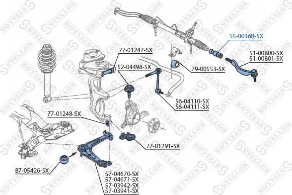 Рулевая тяга Stellox правая/левая для Citroen C5 II 2008-2017. Артикул 55-00368-SX