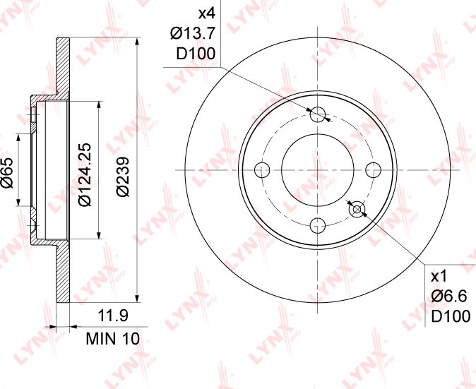 Тормозной диск LYNXauto. Артикул BN-1191