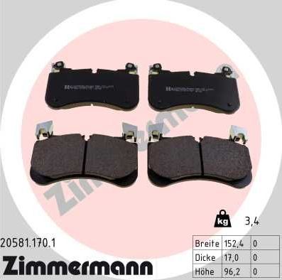 Тормозные колодки Zimmermann. Артикул 20581.170.1