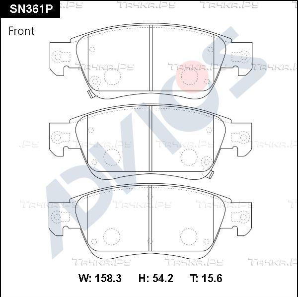 Тормозные колодки Advics передние для Infiniti EX I (J50) 2008-2013. Артикул SN361P