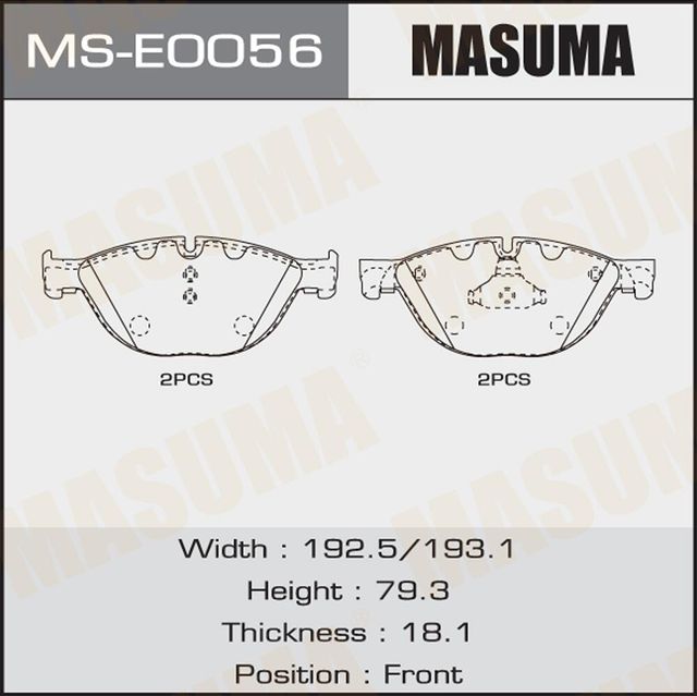 Тормозные колодки Masuma. Артикул MS-E0056