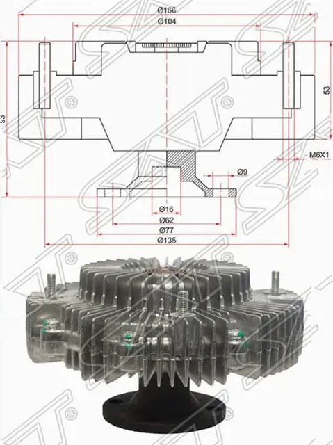 Вискомуфта TOYOTA HILUX,LAND CRUISER PRADO 1GR-FE  (SAT). Артикул ST1621031020