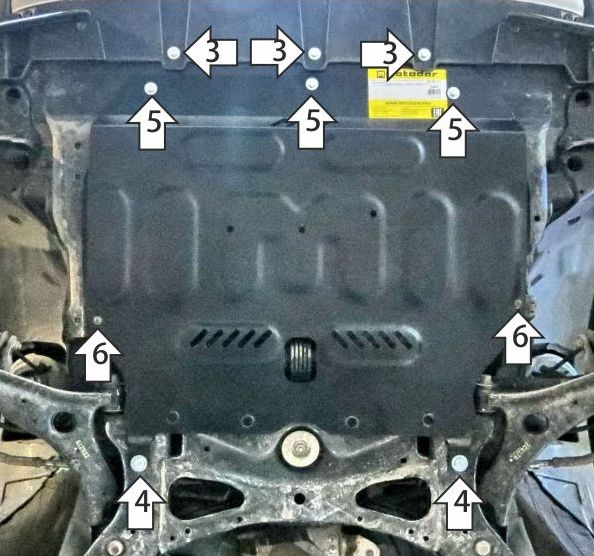 Защита Мотодор для картера и КПП Honda Vezel (для китайской версии 1.5 124 л.с.) 2021-2026. Артикул 70820