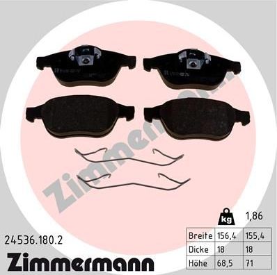 Тормозные колодки Zimmermann. Артикул 24536.180.2