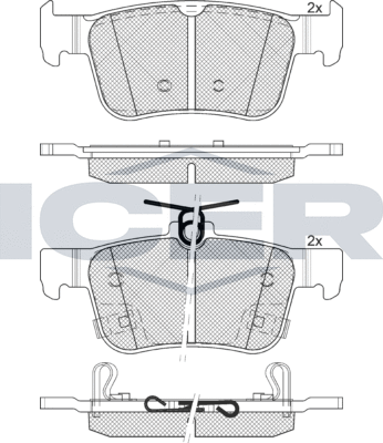 Тормозные колодки Icer задние для Honda Civic X 2017-2026. Артикул 182315-200