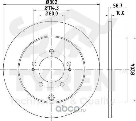 Тормозной диск (Tyren). Артикул TYR1013941