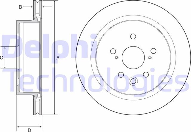 Тормозной диск Delphi задний для Lexus RC I 2014-2026. Артикул BG4962C