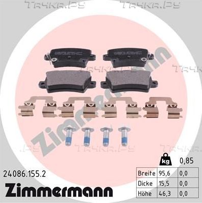 Тормозные колодки Zimmermann задние для Honda Civic VIII 2005-2011. Артикул 24086.155.2