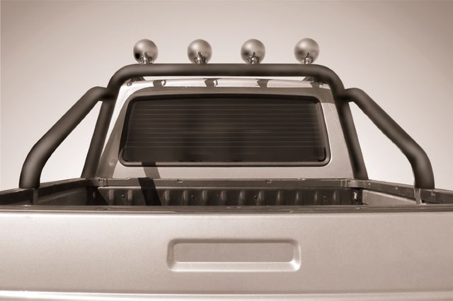 Защита Slitkoff в кузов d76 с креплениями под ПТФ ЧЕРНАЯ матовая для УАЗ Pickup I рестайлинг 2014-2026 Черная. Артикул UPpic14-012B