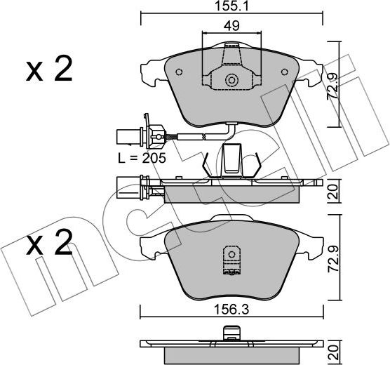 Тормозные колодки Metelli. Артикул 22-0549-0