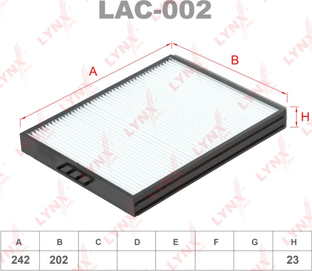 Салонный фильтр LYNXauto. Артикул LAC-002