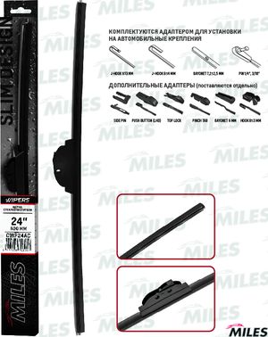 Щетка стеклоочистителя (дворник) Miles для Mitsubishi Colt VI (Z20/Z30) 2004-2012. Артикул CWF24AC