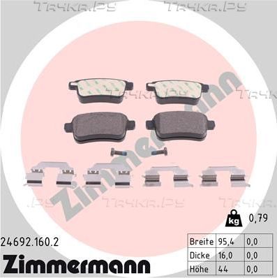 Тормозные колодки Zimmermann задние для Renault Kangoo II 2008-2026. Артикул 24692.160.2