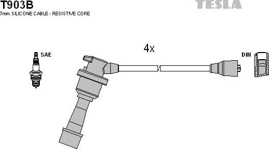 Высоковольтные провода (провода зажигания) (комплект) Tesla. Артикул T903B