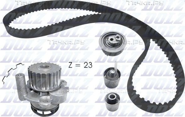 Помпа (водяной насос) с комплектом ремня ГРМ Dolz для Volkswagen Golf VII 2013-2016. Артикул KD165