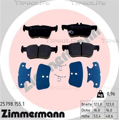 Тормозные колодки Zimmermann задние для Ford Galaxy III 2015-2026. Артикул 25798.155.1