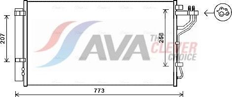 Радиатор кондиционера (конденсатор) AVA (алюминий). Артикул KA5255D