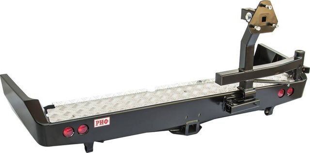 Бампер силовой РИФ задний с квадратом под фаркоп, калиткой и фонарями для Toyota Land Cruiser 80 1990-1997. Артикул RIF080-21125