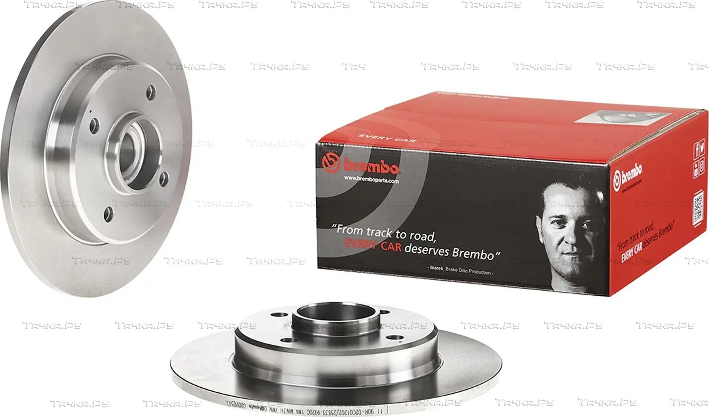 Тормозной диск Brembo PRIME LINE - With Bearing Kit задний для Citroen C3 III 2017-2026. Артикул 08.D205.17