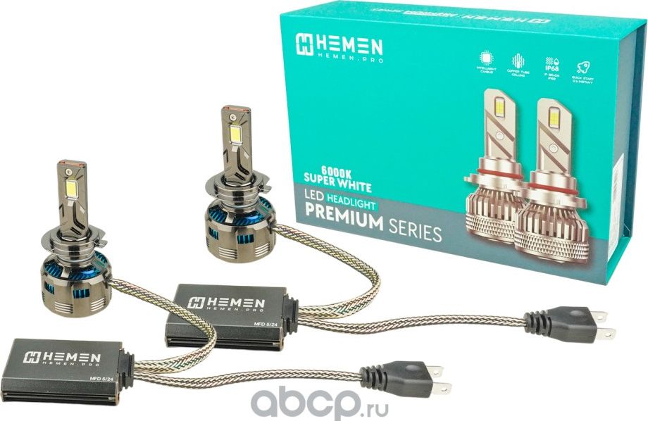 Лампа автомобильная Hemen LED H7 2 шт. 5500-6000K 150W M10 () Hemen. Артикул HLED010