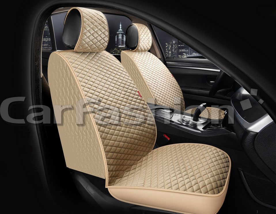 Накидки универсальные CarFashion Romb Front на передние сидения авто, цвет Бежевый/Бежевый/Бежевый. Артикул 26177