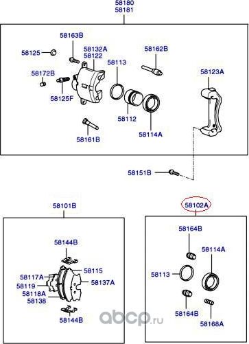 Ремкомплект тормозного суппорта Hyundai / KIA. Артикул 5810233A00