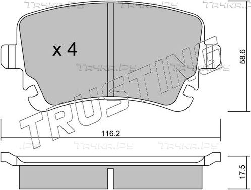 Тормозные колодки Trusting задние для Volkswagen Transporter T6 2015-2026. Артикул 570.2