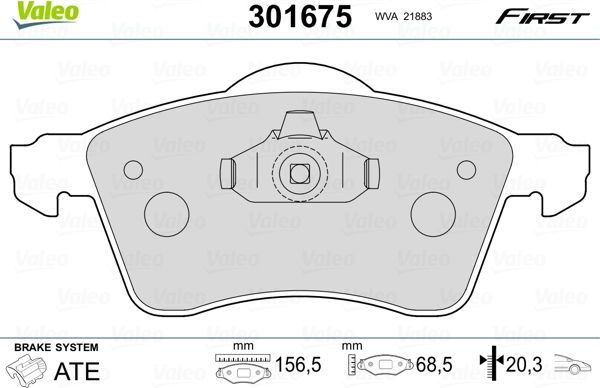 Тормозные колодки Valeo First. Артикул 301675