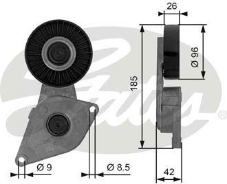 Натяжной ролик (натяжитель) приводного клинового зубчатого ремня Gates DriveAlign®. Артикул T38464