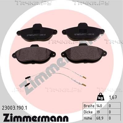 Тормозные колодки Zimmermann. Артикул 23003.190.1