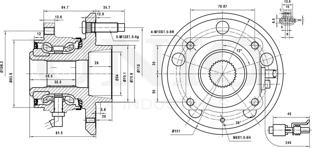 Ступица колеса с интегрированным подшипником (Unio). Артикул HUB-20117