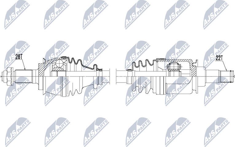 Полуось (привод в сборе, приводной вал) NTY. Артикул NPW-BM-119
