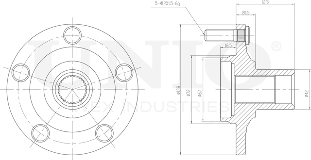 Ступица колеса с интегрированным подшипником (Unio). Артикул HUB-20258